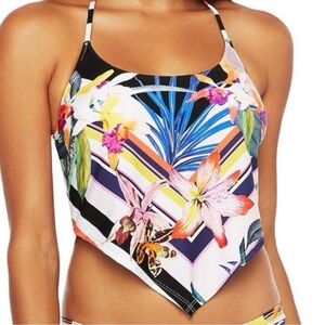 Trina Turk Handkerchief Halter Top Tankini Multicolor Floral Womens Size Small